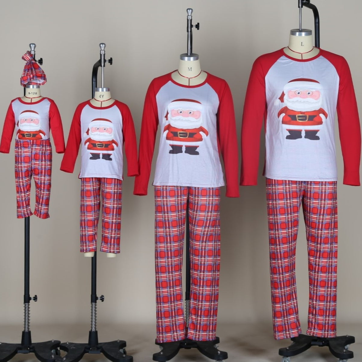 Christmas Matching Family Pajamas Cartoon Christams Hat White Pajamas Set