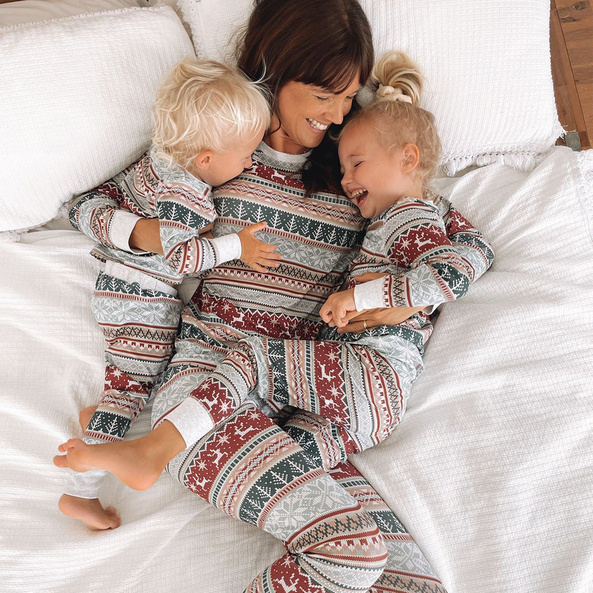 Christmas Family Matching Pajamas Set Classical Print Matching Pjs Two-piece Sets