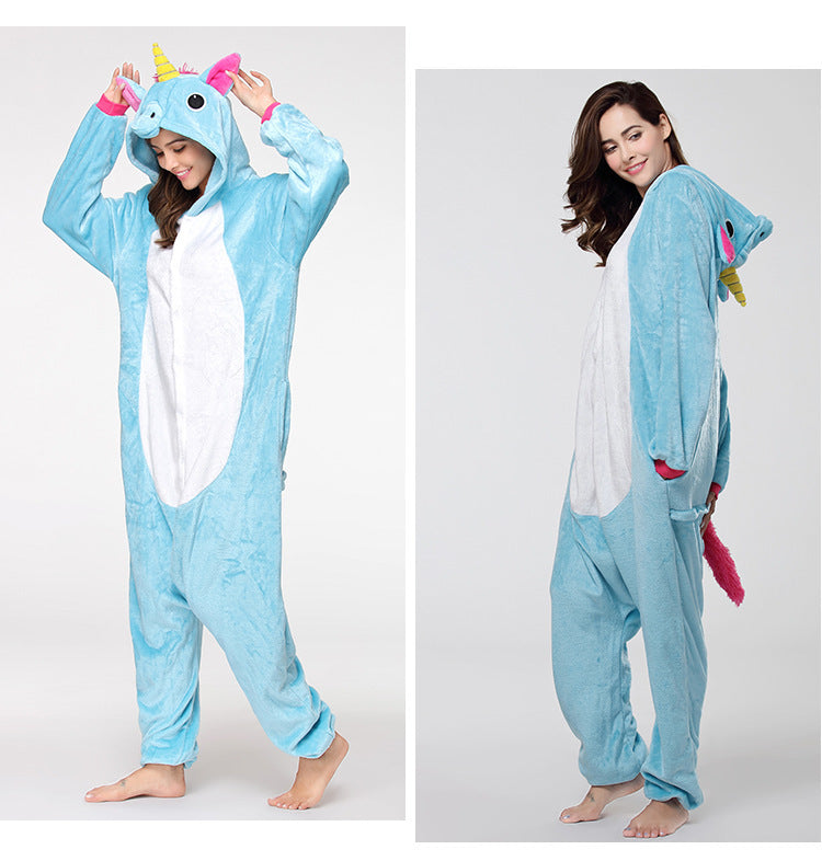 Unicorn Onesie Costumes Rainbow Color for Adult & Kids Zipper Up