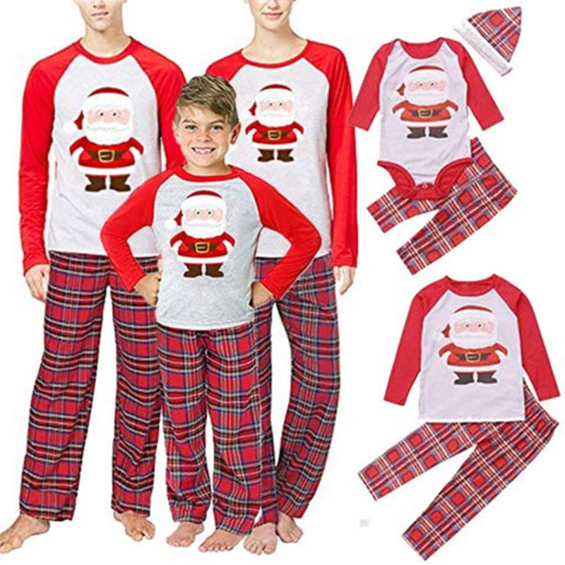 Christmas Matching Family Pajamas Cartoon Christams Hat White Pajamas Set