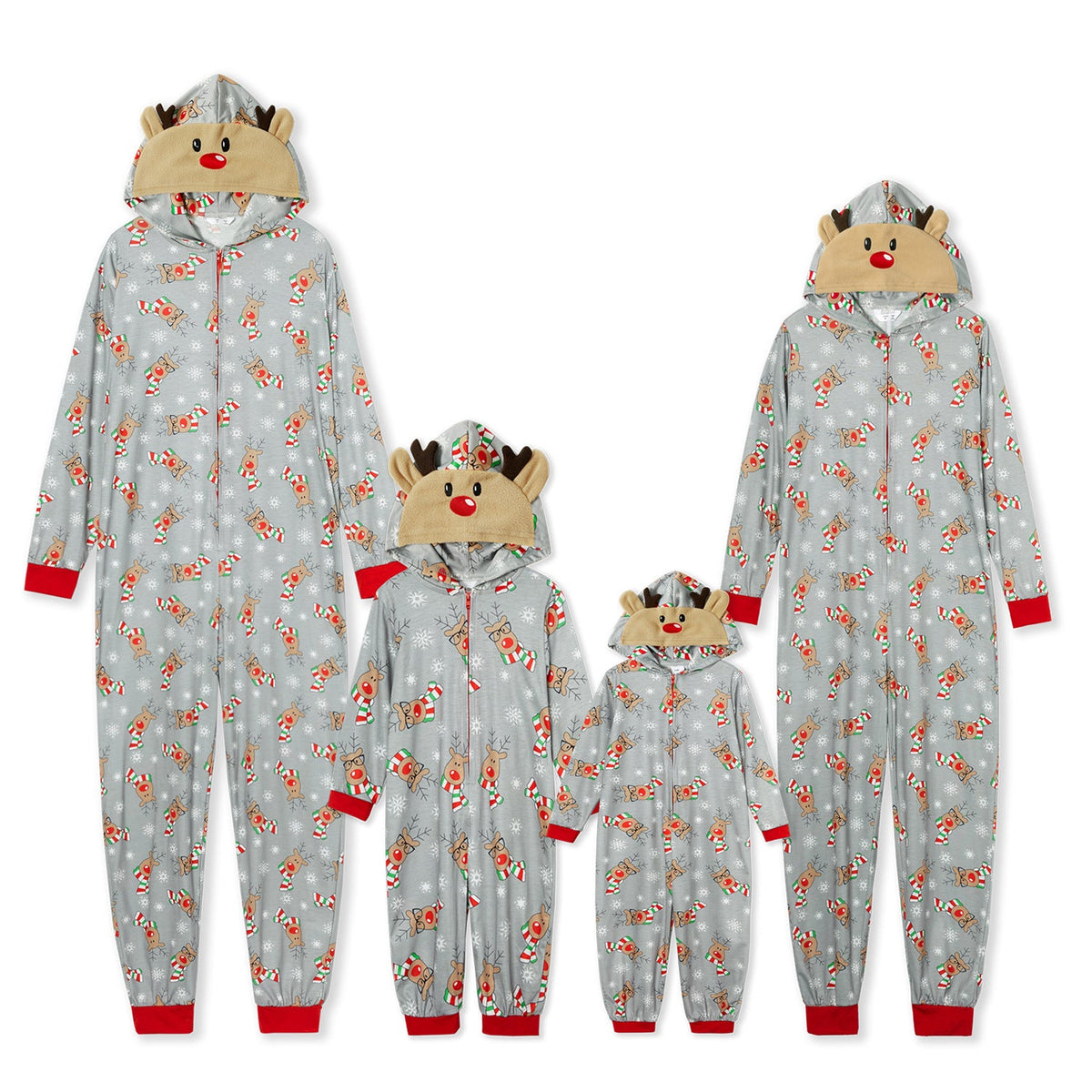 Family Matching Christmas Pajamas Snowman Printing Hooded Adult Pajama Onesie