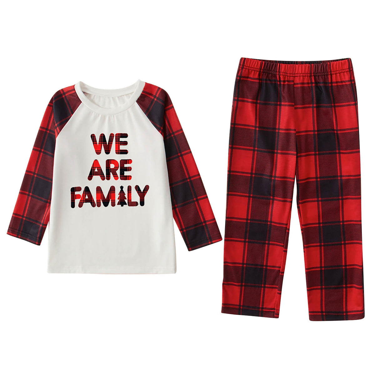 We are Family Christmas Matching Family Pajamas Plus Size Red Plaid Pajamas Set With Dog Pajamas