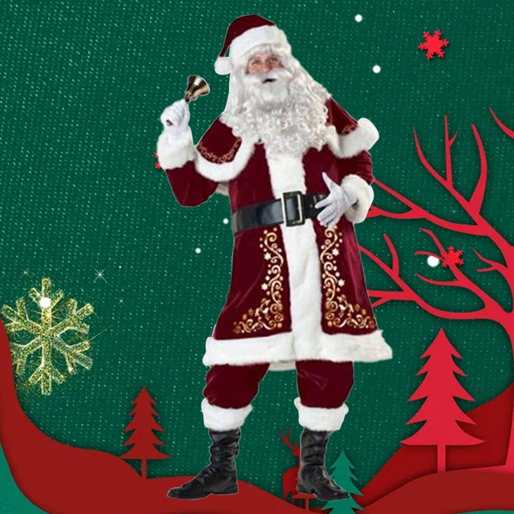 Christmas Santa Claus Suit Costume Full Sets & Mrs Claus Dress Outfit