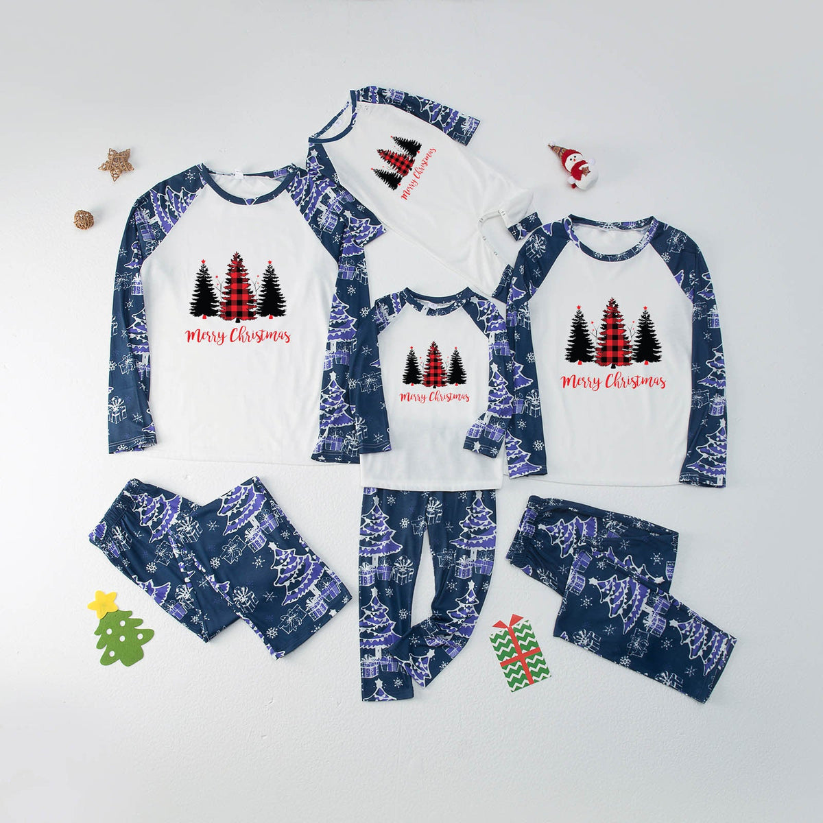 Christmas Matching Family Pajamas Jesus Is The Reason To The Season Blue Plaids Pajamas Set