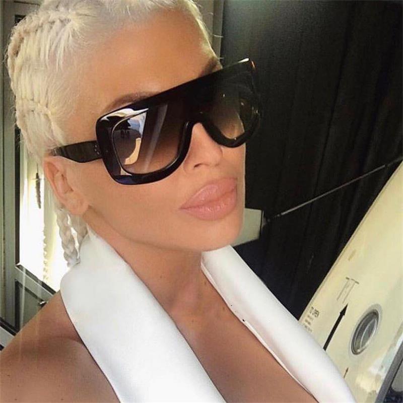 Oversized Square Women Vintage Shades Fashion Flat Top Men Sunglasses