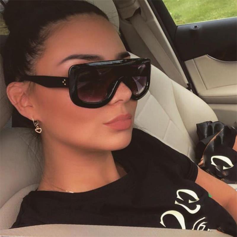 Oversized Square Women Vintage Shades Fashion Flat Top Men Sunglasses
