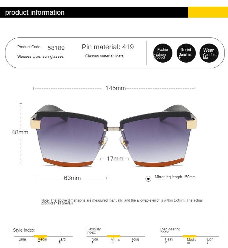 Rimless Luxury Colorful Painted Metal Frame Sunglasses