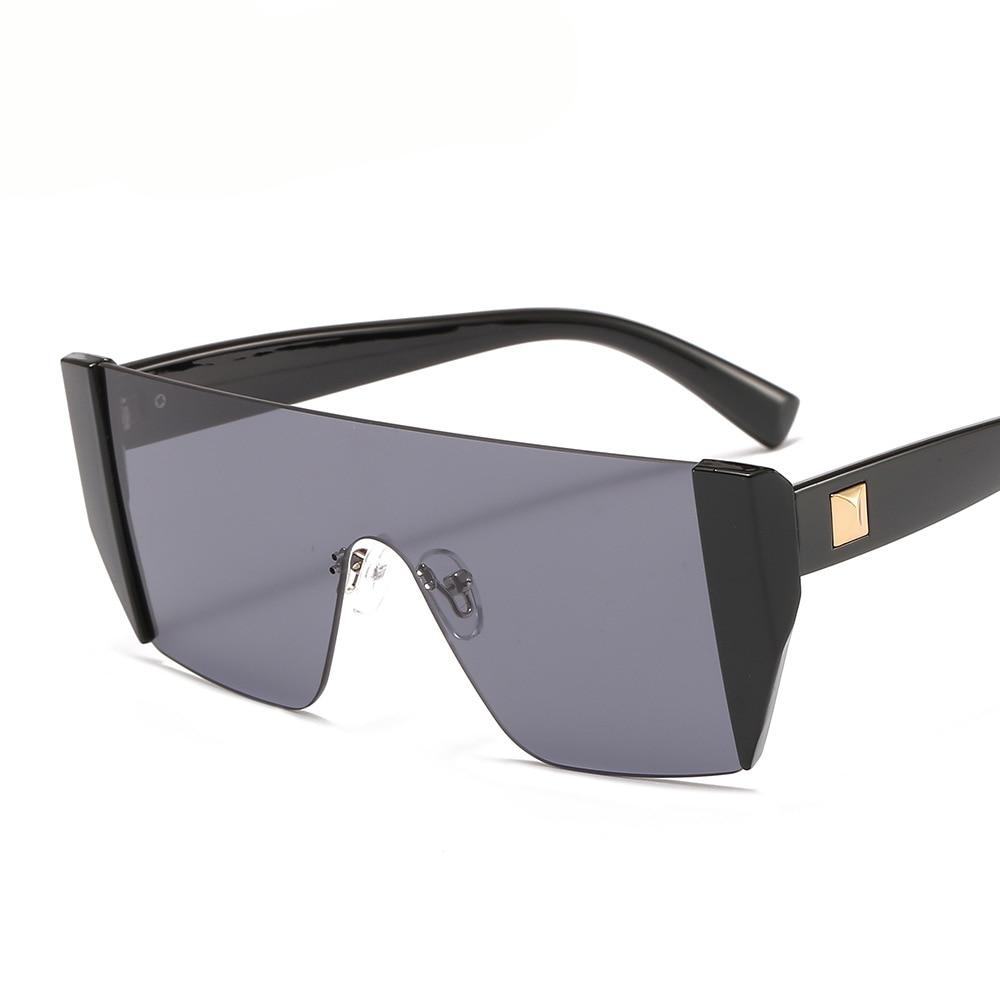 Square Rimless Luxury Brand Designer One Piece Oversized Sun glasses