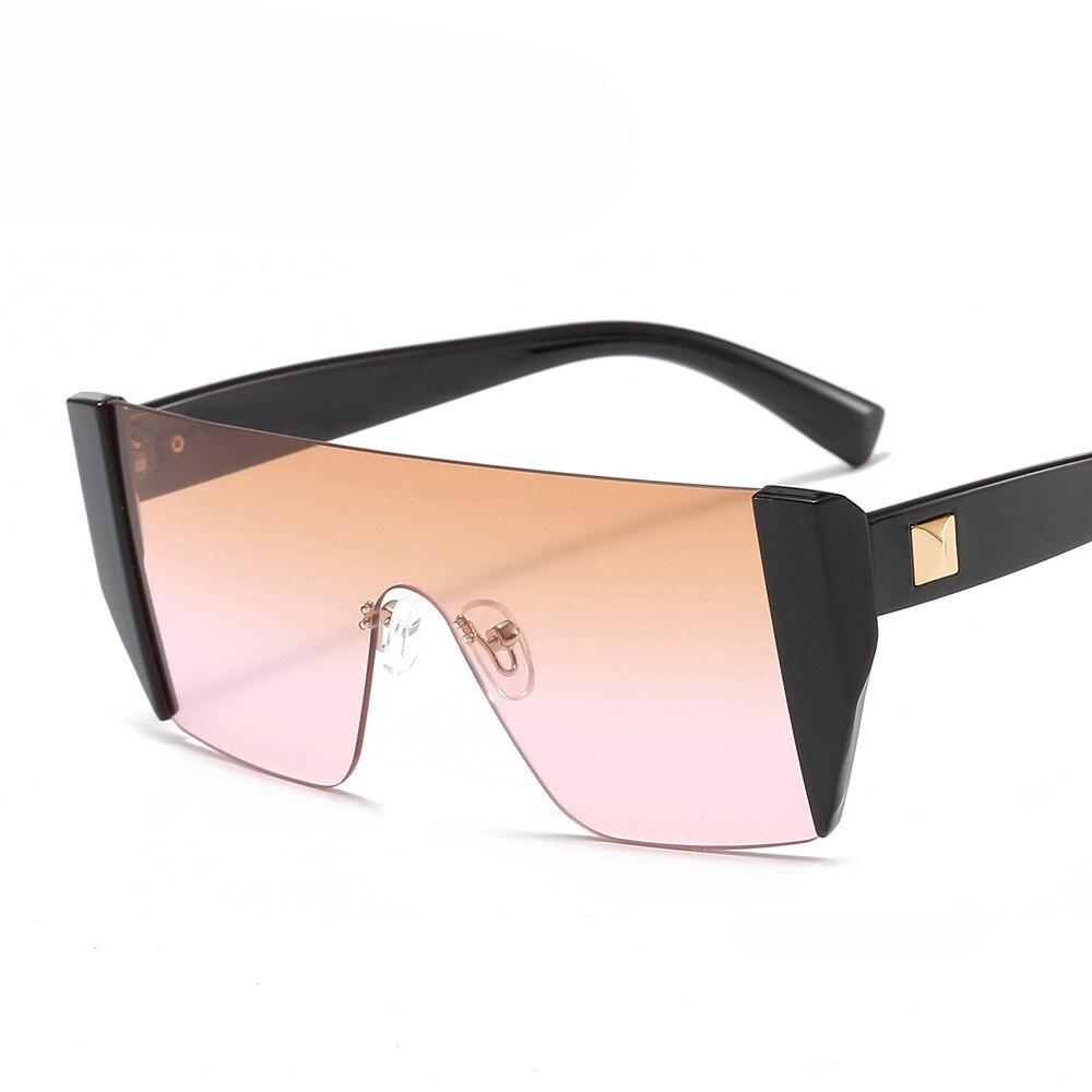 Square Rimless Luxury Brand Designer One Piece Oversized Sun glasses
