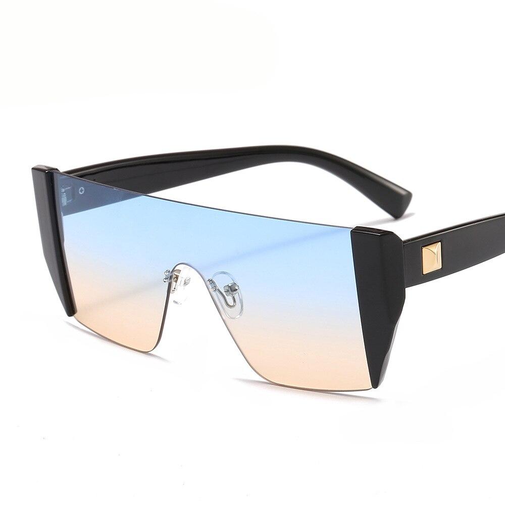 Square Rimless Luxury Brand Designer One Piece Oversized Sun glasses