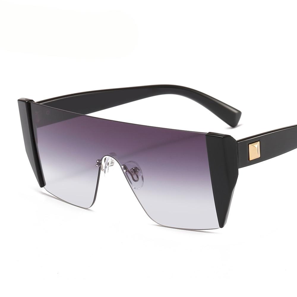 Square Rimless Luxury Brand Designer One Piece Oversized Sun glasses