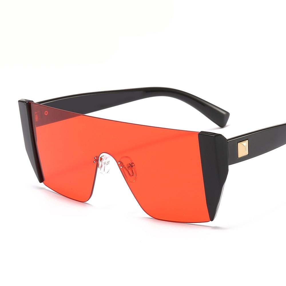 Square Rimless Luxury Brand Designer One Piece Oversized Sun glasses