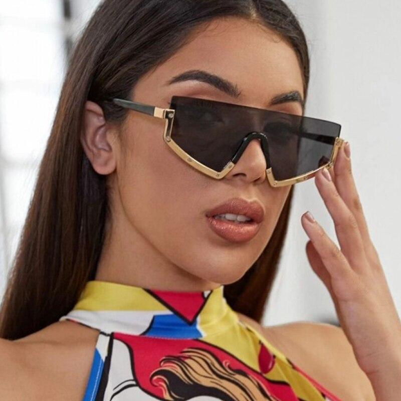 Vintage Luxury Gradient oversized Women Metal Frame Driving sunglasses