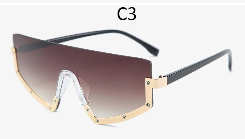 Vintage Luxury Gradient oversized Women Metal Frame Driving sunglasses