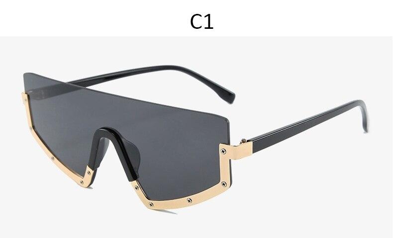 Vintage Luxury Gradient oversized Women Metal Frame Driving sunglasses