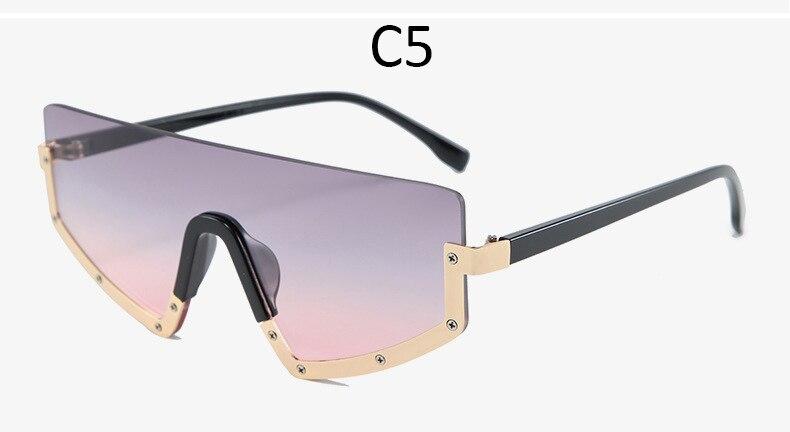 Vintage Luxury Gradient oversized Women Metal Frame Driving sunglasses