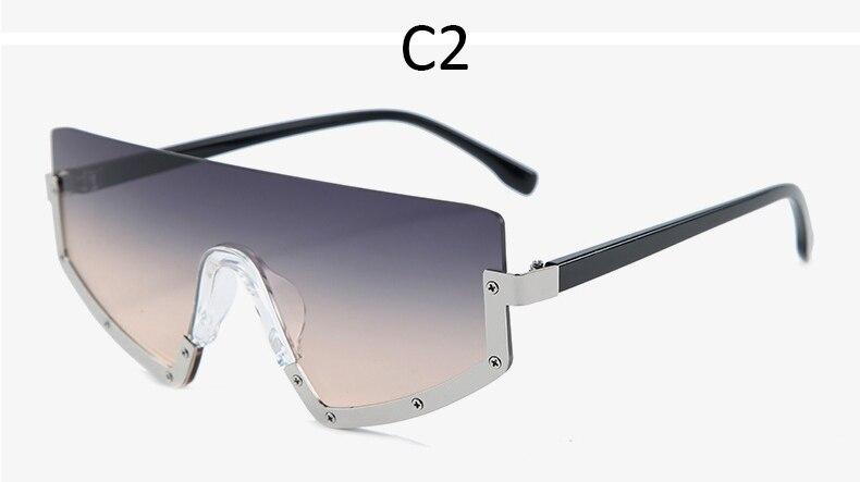 Vintage Luxury Gradient oversized Women Metal Frame Driving sunglasses
