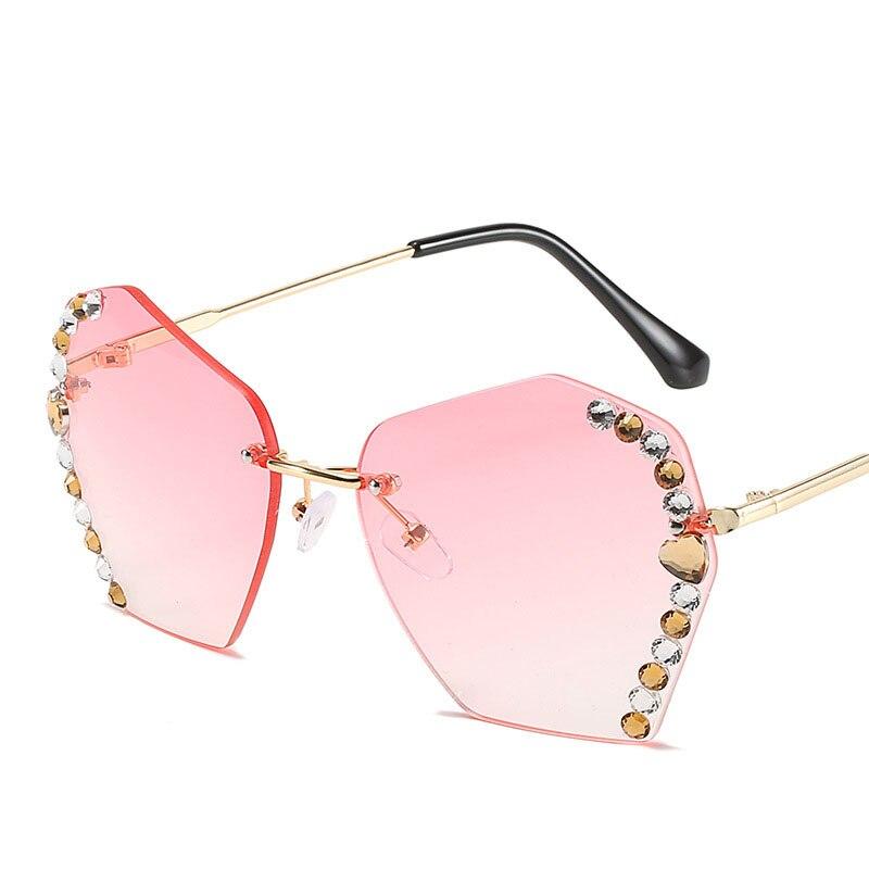 Women Vintage Rimless Designer Rhinestone Big Diamond Bling Eyeglasses