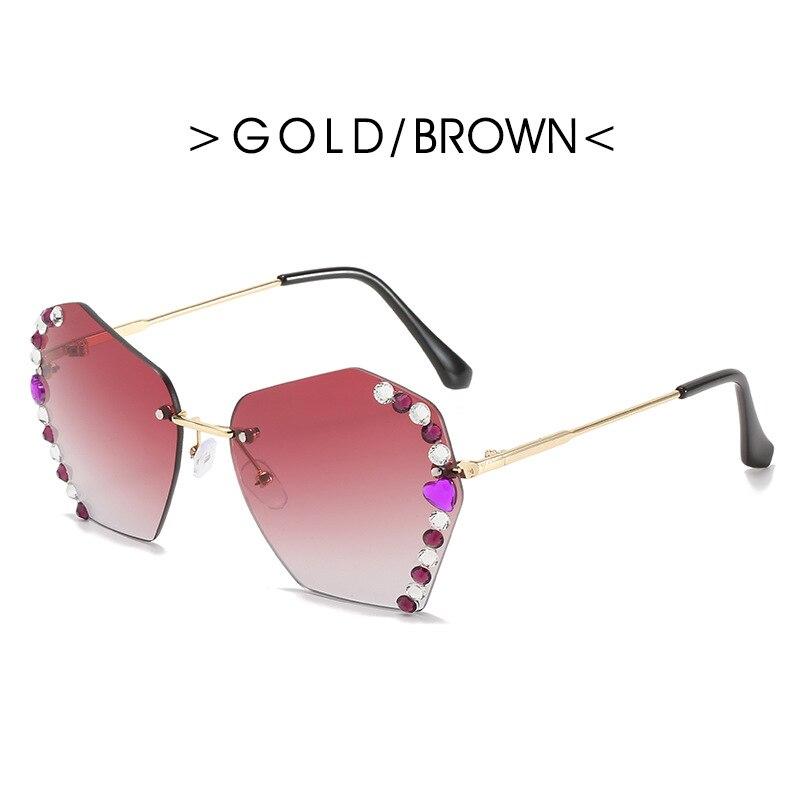Women Vintage Rimless Designer Rhinestone Big Diamond Bling Eyeglasses