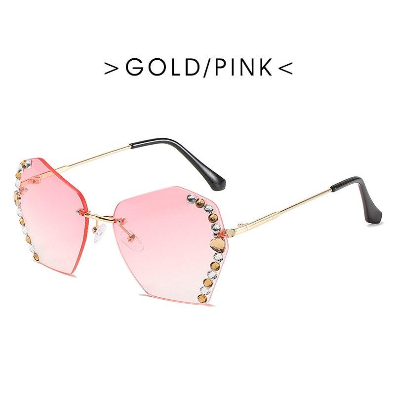 Women Vintage Rimless Designer Rhinestone Big Diamond Bling Eyeglasses