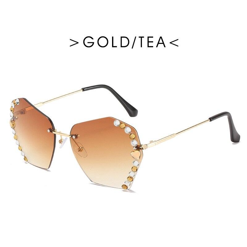 Women Vintage Rimless Designer Rhinestone Big Diamond Bling Eyeglasses