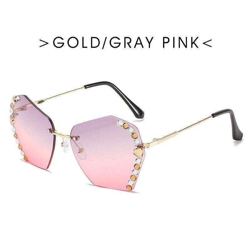 Women Vintage Rimless Designer Rhinestone Big Diamond Bling Eyeglasses