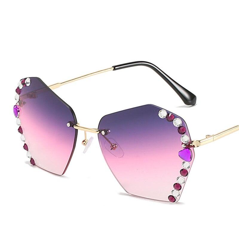 Women Vintage Rimless Designer Rhinestone Big Diamond Bling Eyeglasses