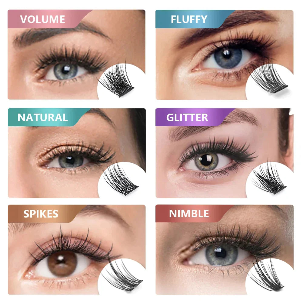 Zilool DIY Eyelashes Individual Clusters Lash Extensions Faux Mink Lashes