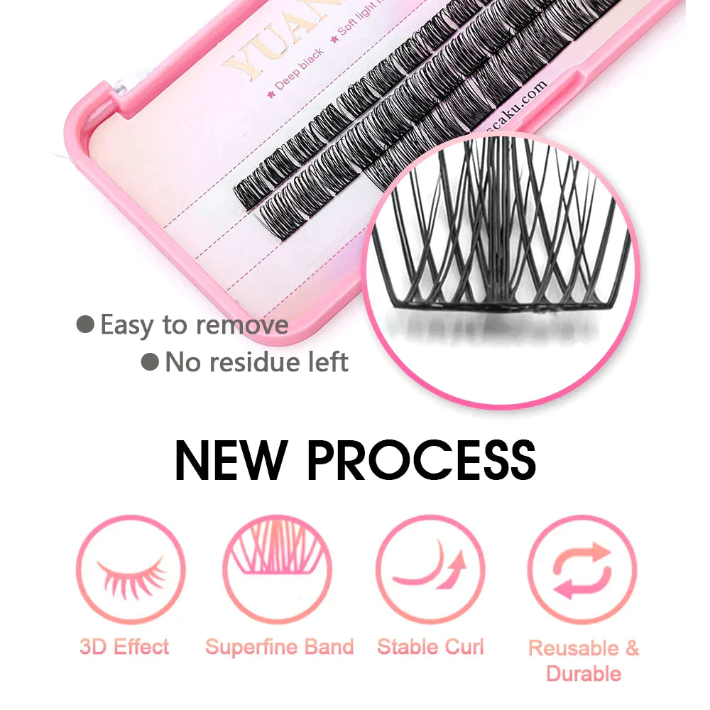 Zilool DIY Eyelashes Individual Clusters Lash Extensions Faux Mink Lashes