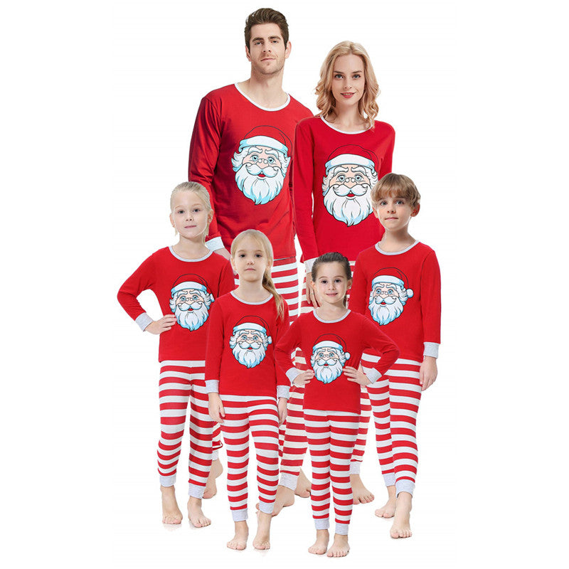 Christmas Family Matching Sleepwear Pajamas Sets Red Christmas Santa Claus Top and Stripes Pants 4