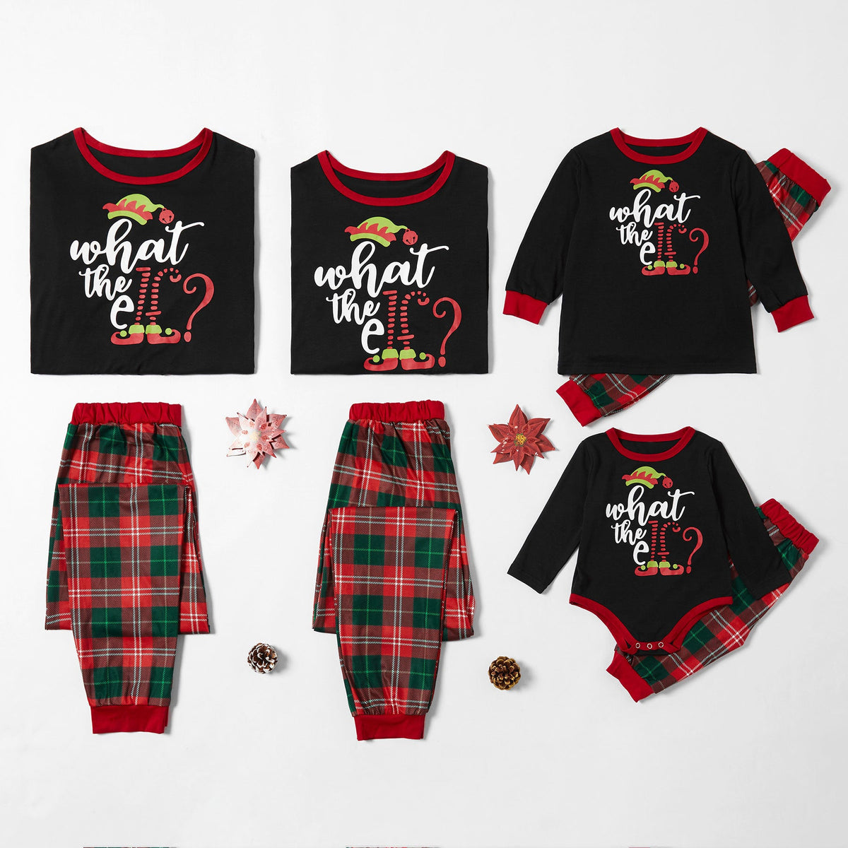 Christmas Family Matching Pajamas Christmas EFL Slogan Top and Red Plaids Pant 2
