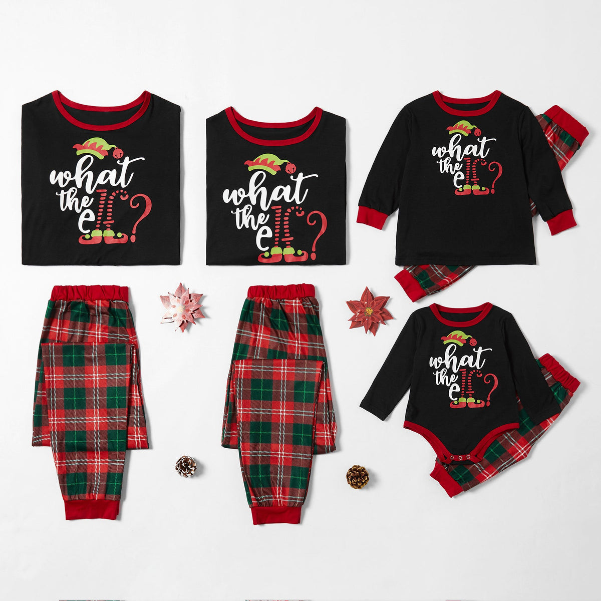 Christmas Family Matching Pajamas Christmas EFL Slogan Top and Red Plaids Pant 2