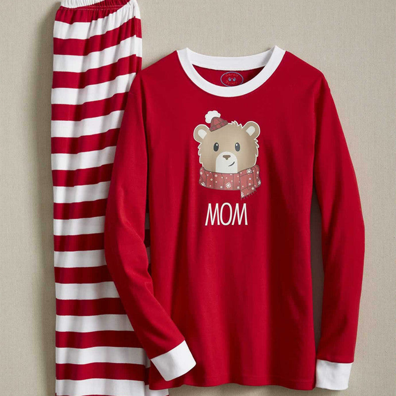 Christmas Family Matching Pajamas Sleepwear Sets Christmas Snow Man Top and Stripes Pants 8