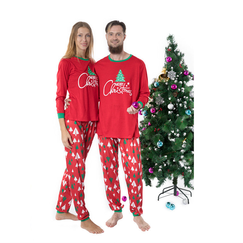 Christmas Family Matching Pajamas Sleepwear Sets Green Christmas Trees Top and Christmas Stocking Pants 18