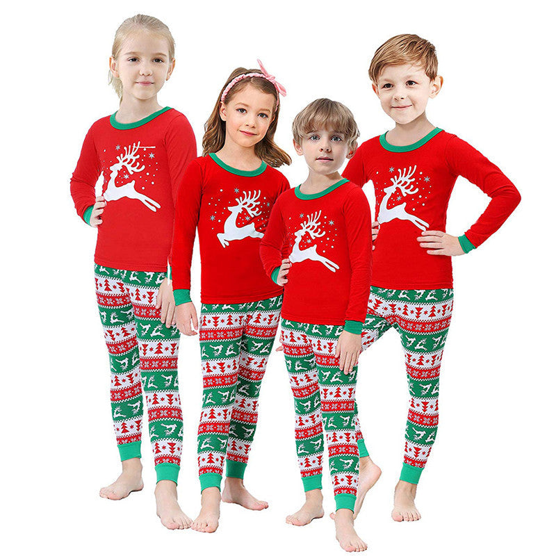 Christmas Family Matching Pajamas Sleepwear Sets Red Deer Stars Top and Christmas Pattern Pants 6