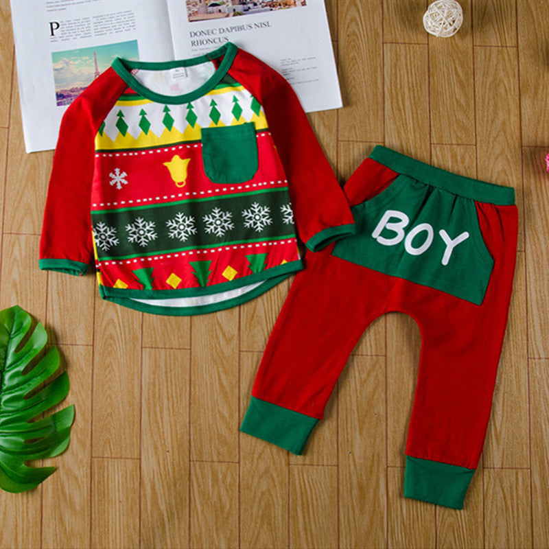 Christmas Family Matching Pajamas Sleepwear Sets Christmas Snow Man Top and Stripes Pants 8