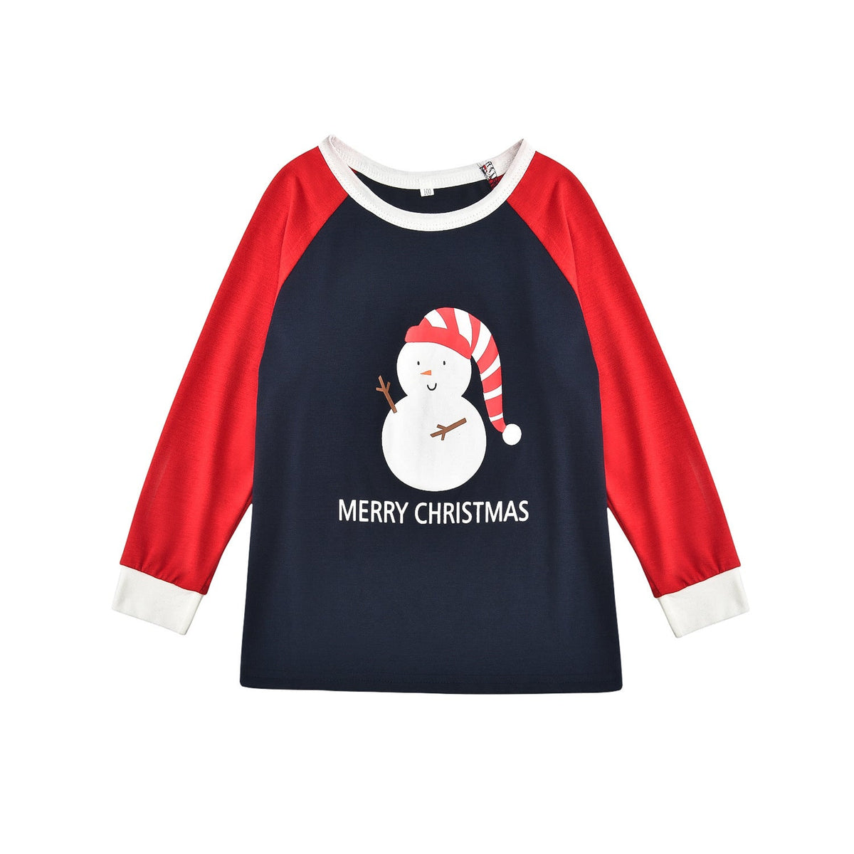 Christmas Family Matching Pajamas Sleepwear Sets Christmas Snow Man Top and Stripes Pants 8
