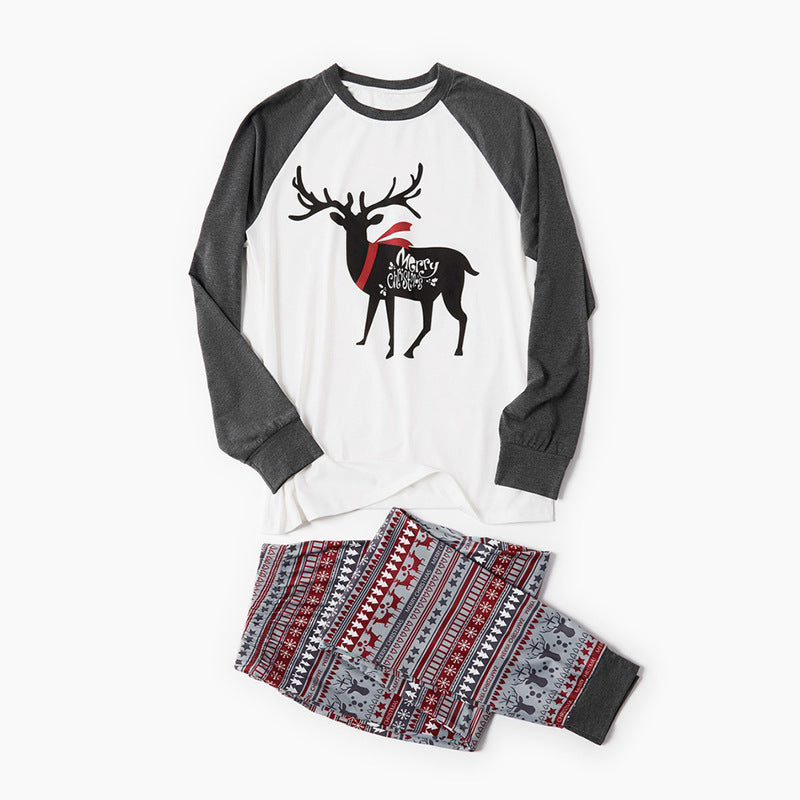 Christmas Family Matching Sleepwear Pajamas Sets Deers Top and Grey Deers Trees Pants 4