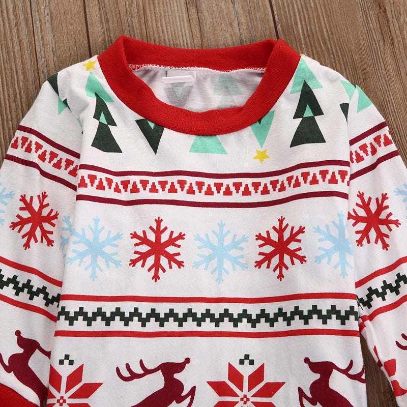 Christmas Family Matching Pajamas Sleepwear Sets Christmas Tree Deer Snowflake Top and Pants 10