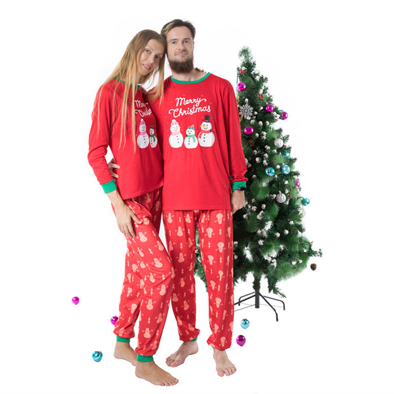 Christmas Family Matching Pajamas Christmas Snow Man Red Top and Pant 4