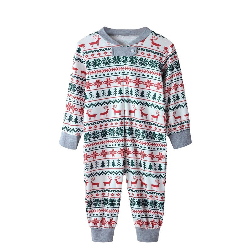 Christmas Family Matching Sleepwear Pajamas Sets White Deers Trees Printing Top and Pants 8