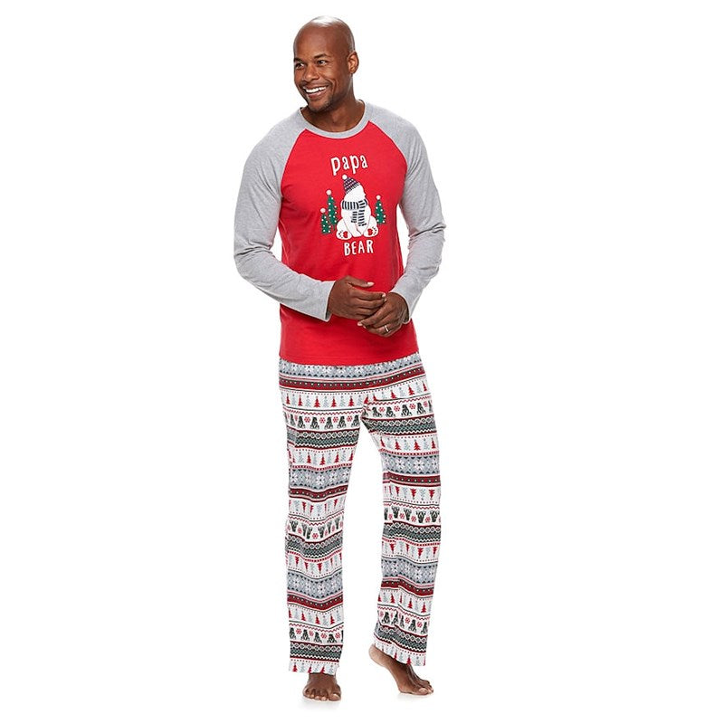 Christmas Family Matching Sleepwear Pajamas Sets White Snowman Trees Top and Pants 4