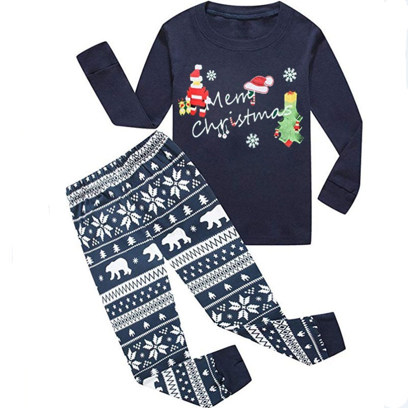 Christmas Family Matching Sleepwear Pajamas Sets Merry Christmas Santa Top and Snowflake Bear Pants 4