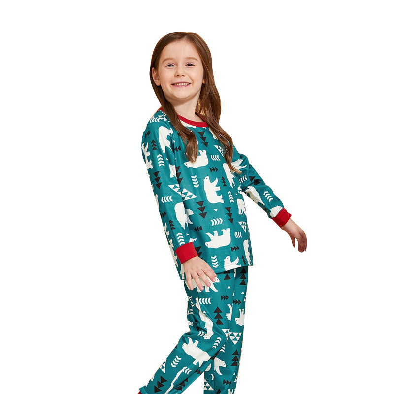 Christmas Family Matching Sleepwear Pajamas Sets Green Cartoon Trees Top and Pants 8