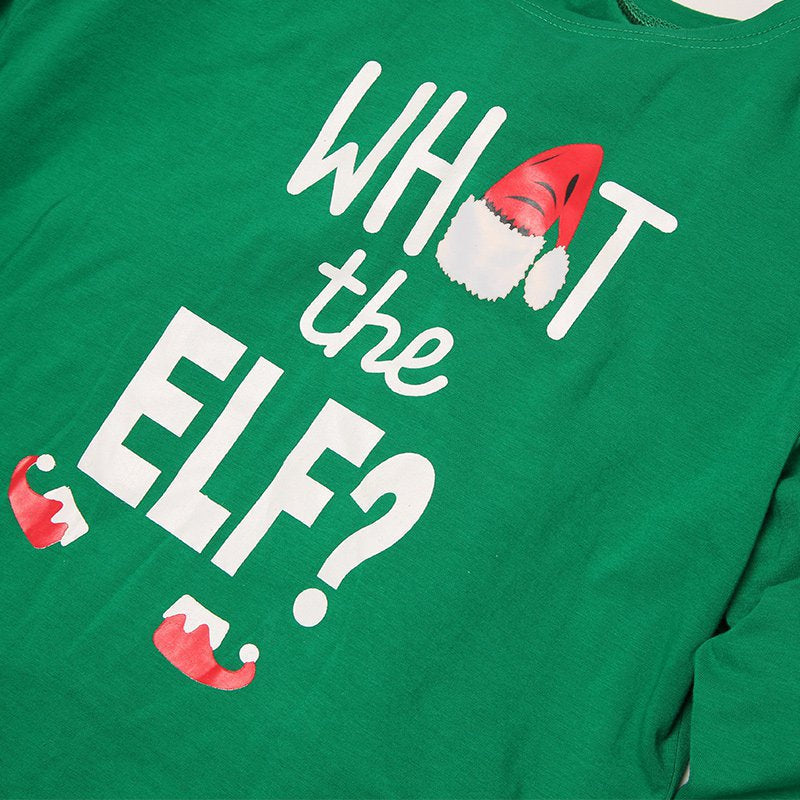Christmas Family Matching Sleepwear Pajamas Sets ELF Slogan Christmas Hat Top and Stripes Pants 10