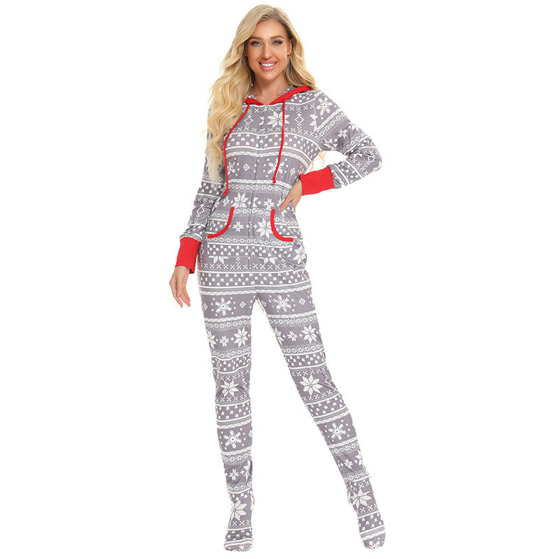 Christmas Family Matching Sleepwear Prints Snow Onesie Jumpsuit Pajamas 6