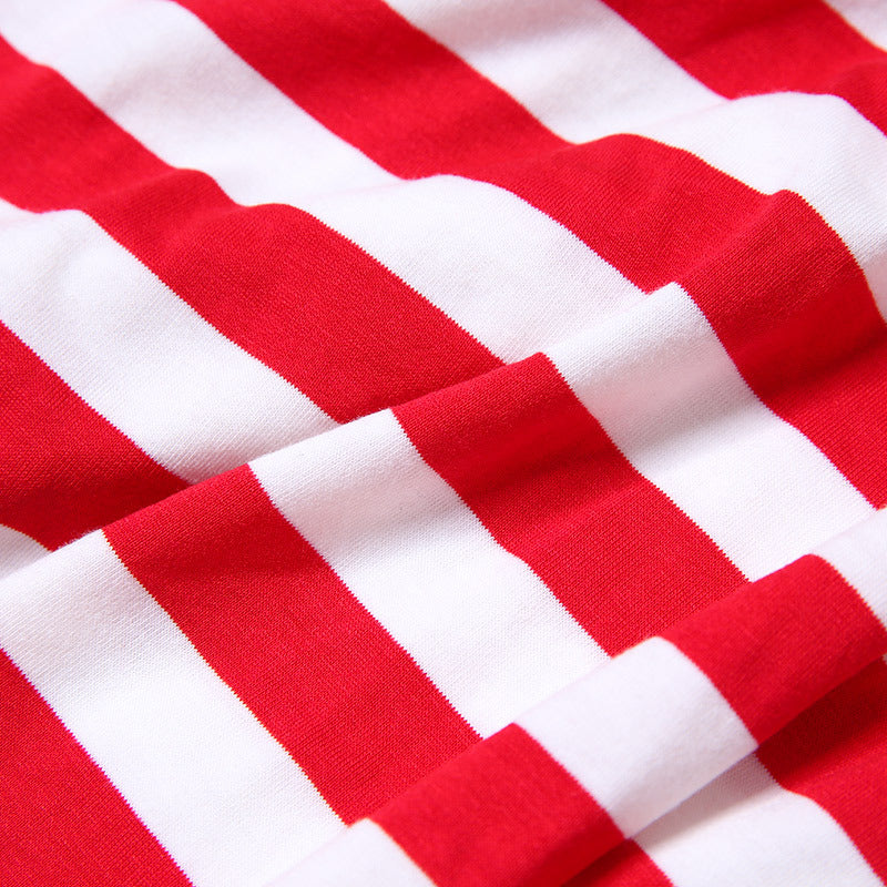Christmas Family Matching Sleepwear Pajamas Sets White Beer Coffee Milk Top and Red Stripes Pants 10