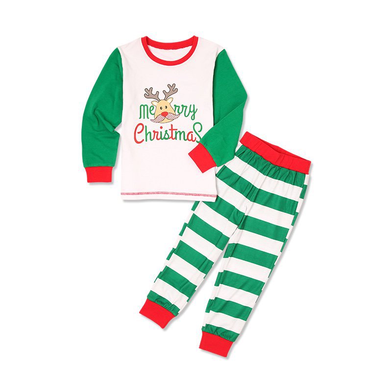 Christmas Family Matching Sleepwear Pajamas Sets Cute Deer Top and Stripes Pants 42