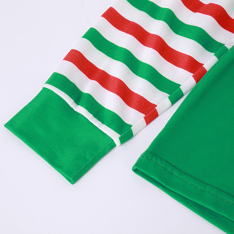 Christmas Family Matching Sleepwear Pajamas Sets Green ELF SQUAD Top and Stripes Pants 18