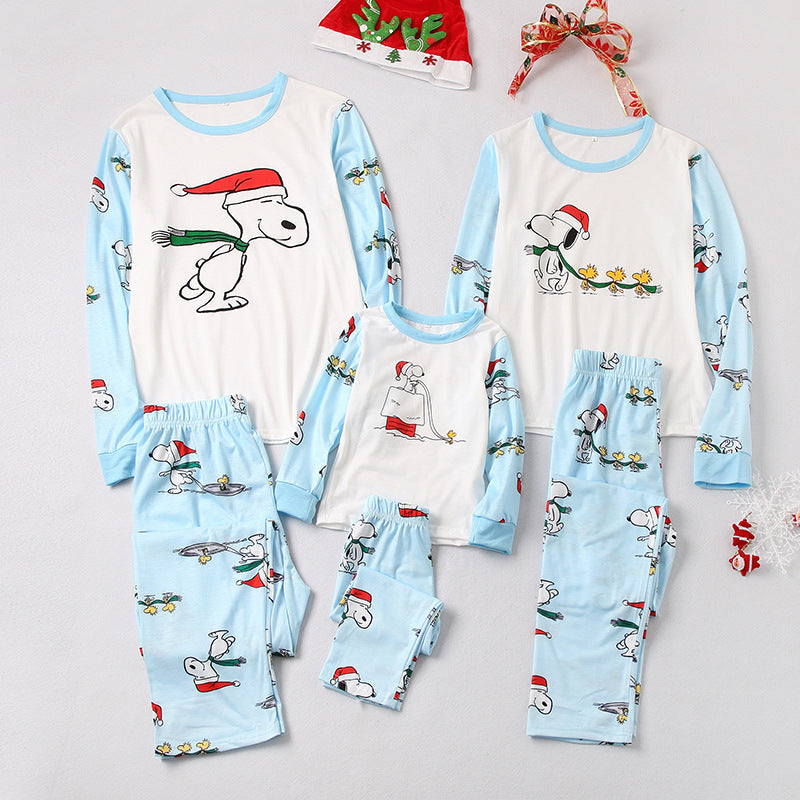 Christmas Family Matching Sleepwear Pajamas Sets Print Cartoon Snoopy Top and Pants 2